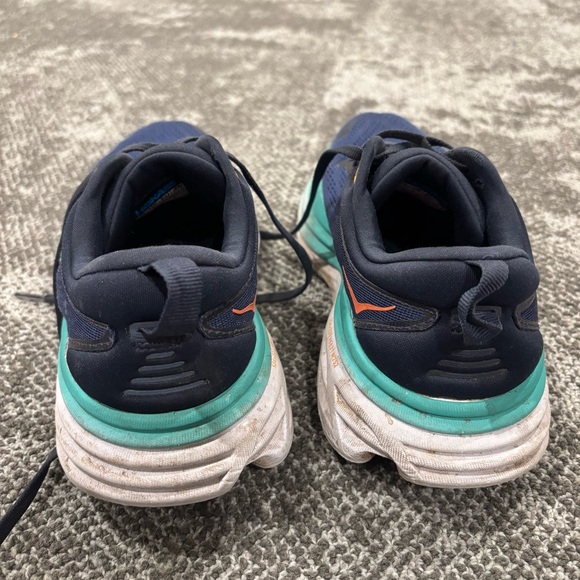 Hoka One One Bondi 8 Navy Aqua Athletic Running Shoes Womens U.S. 7.5 - Picture 4 of 6